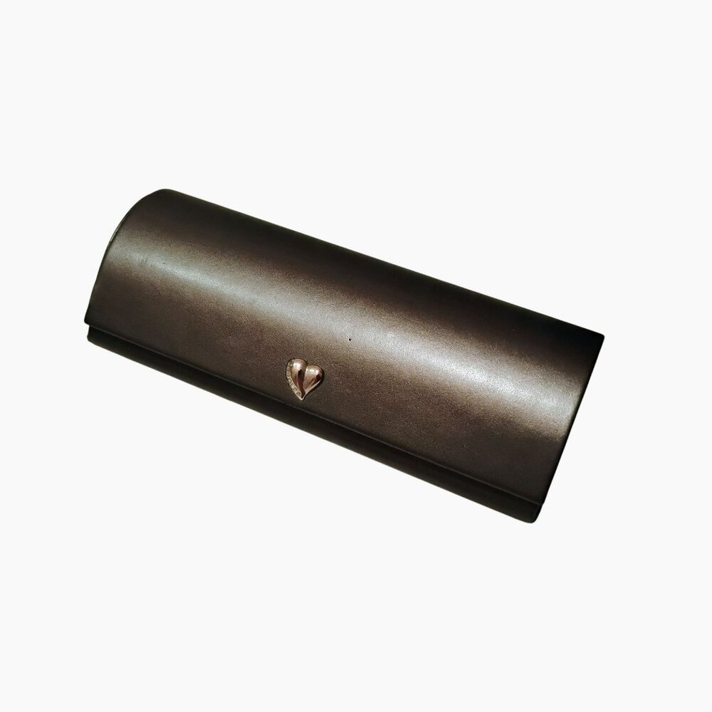 Carolee Grey Faux Leather Eyeglasses Case With Heart Detail & Magnetic Closure - Picture 8 of 10
